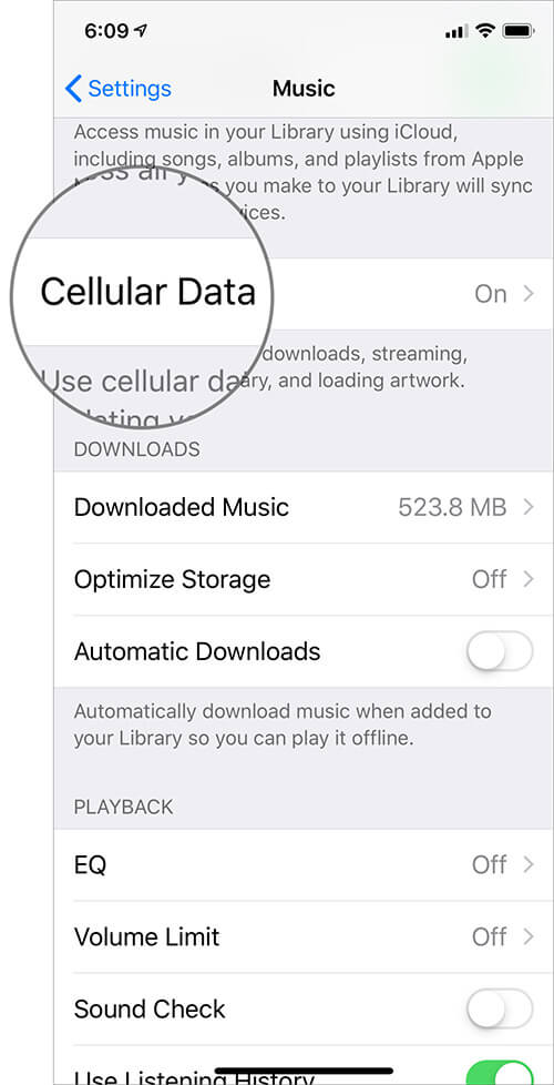 Control your mobile data usage when using Apple Music