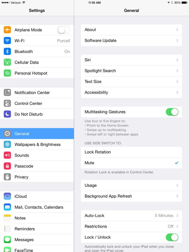 iPad and Mini settings for a better user experience