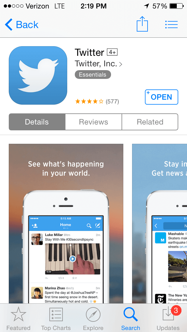 Twitter en la App Store